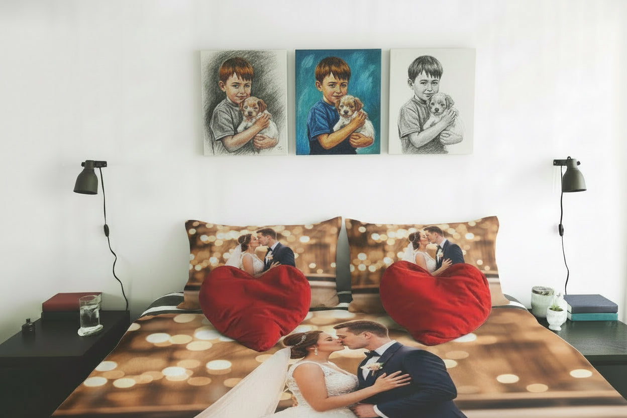 Choice of Photo Canvas Created in Mixed Media Options to Suit every Home
Create unique clothing, bedding or gifts to make every occasion Perfectly unique and thoughtful.