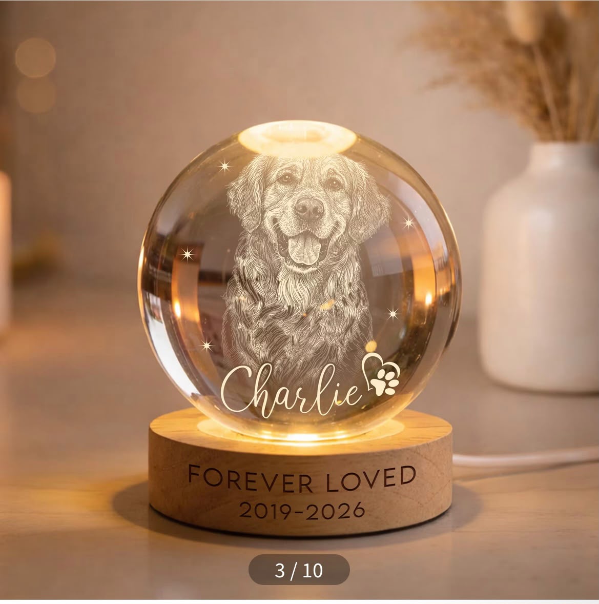 Customised light up crystal ball